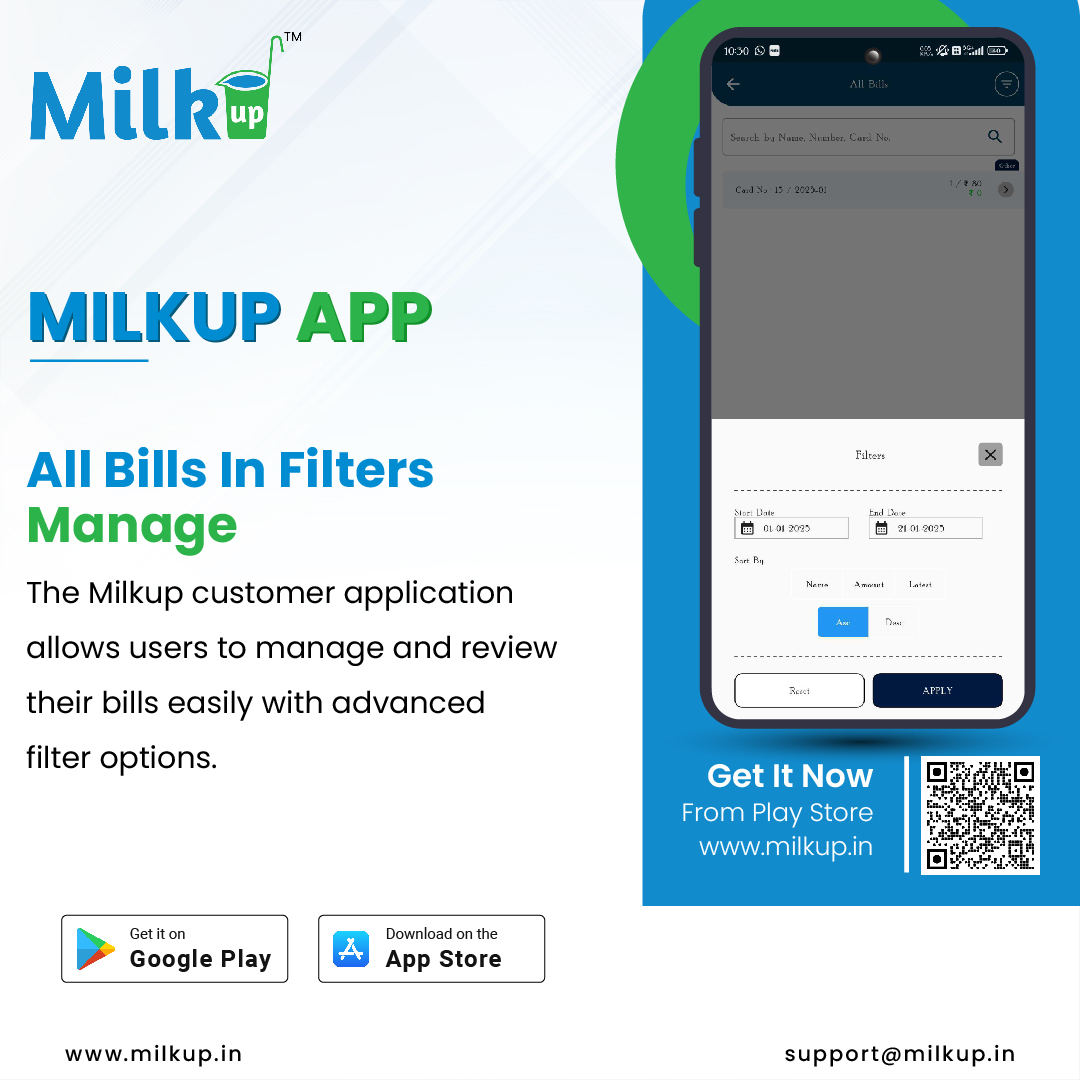 Milkup Customer Application In All Bill In Filters Manage