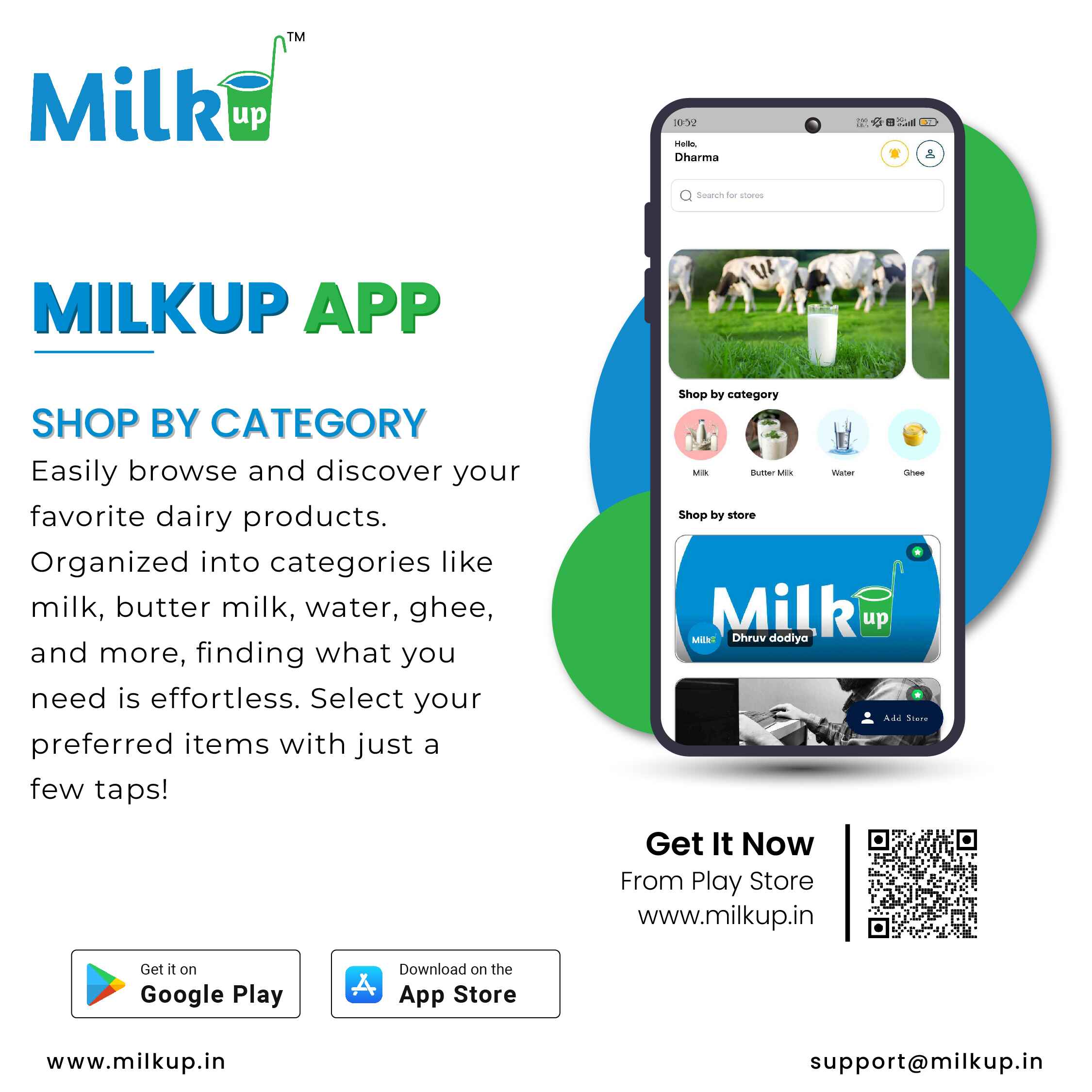 Milkup Customer Application – Shop by Category