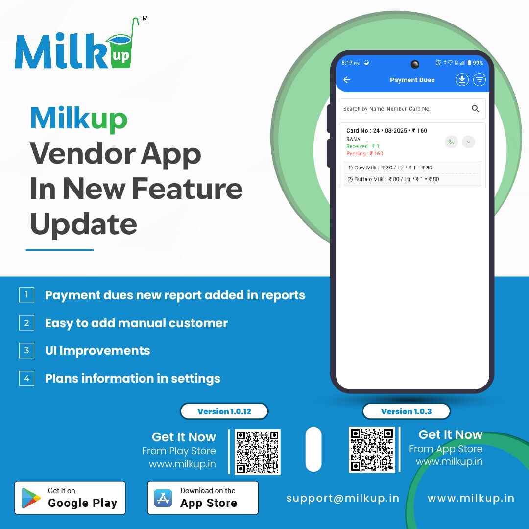 Milkup Vendor App In New Feature Update