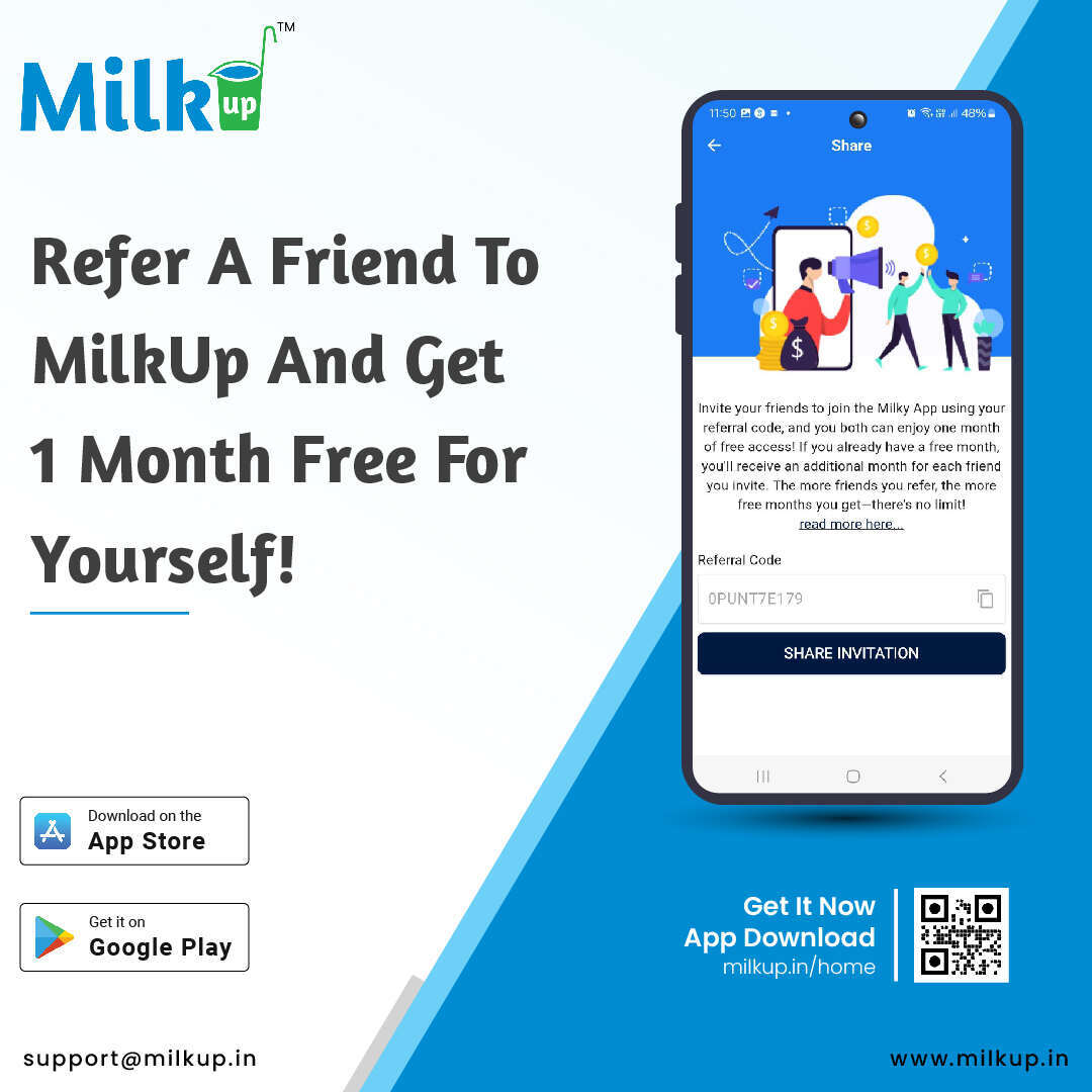 Invite your friend to join the MilkUp app and get 1 month of free benefits!
