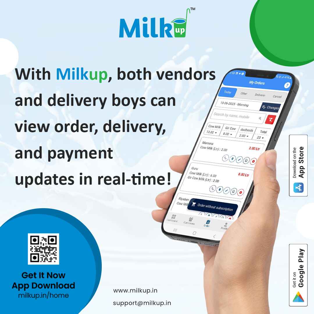With MilkUp, both vendors and delivery boys can now view real-time updates for orders, deliveries, and payments!