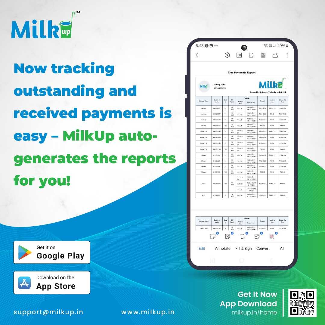 Track Pending &amp; Received Milk Payments with MilkUp Get Auto PDF Reports!