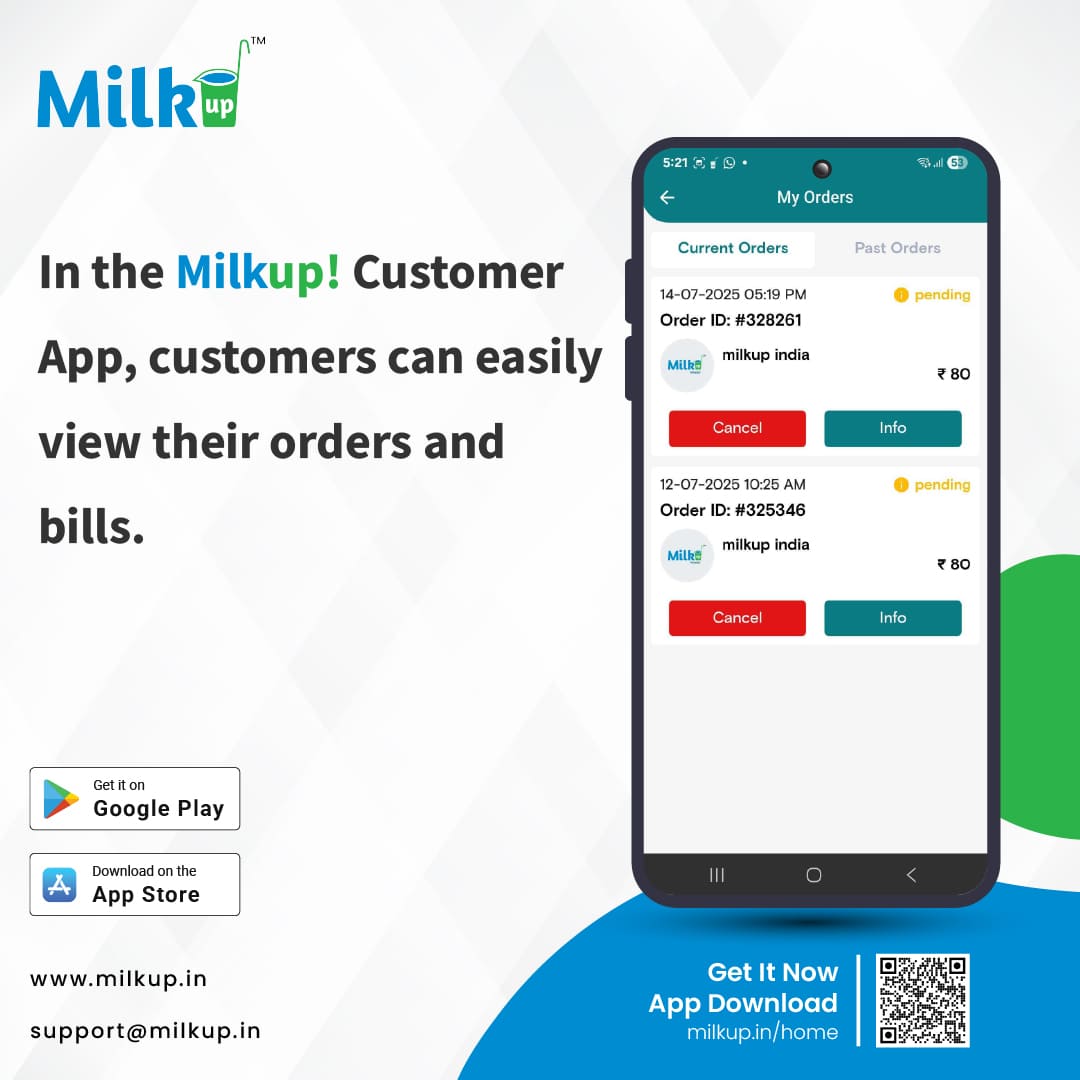 With the MilkUp Customer App, checking milk orders and bills is now easier than ever!