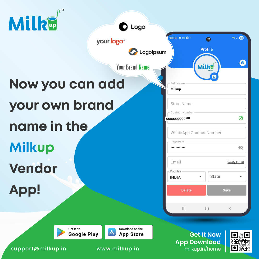 Now your business will reflect your identity only with the MilkUp Vendor App!