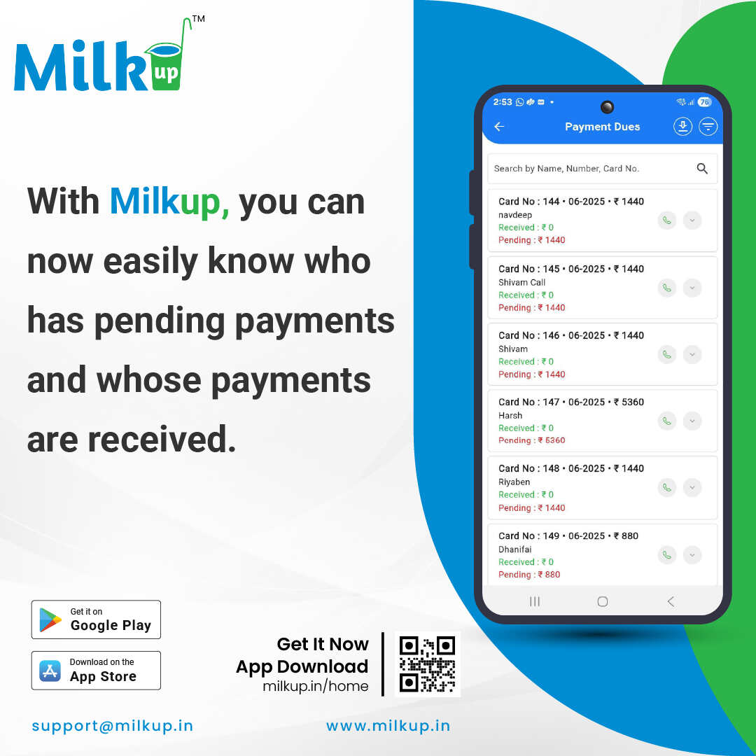 Now with MilkUp, you can easily track who has paid and whose payment is pending!