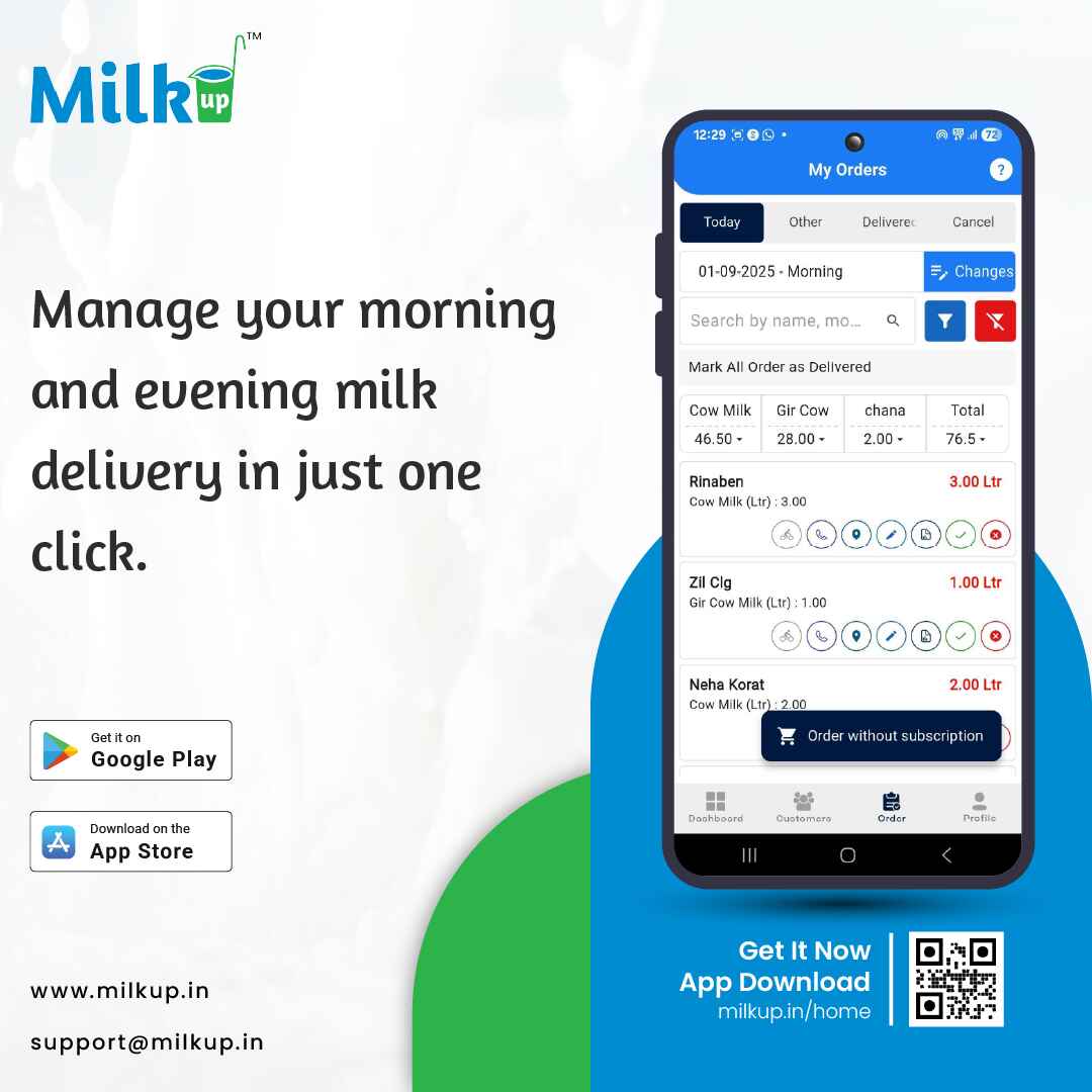 Manage your morning and evening milk deliveries in just one click!