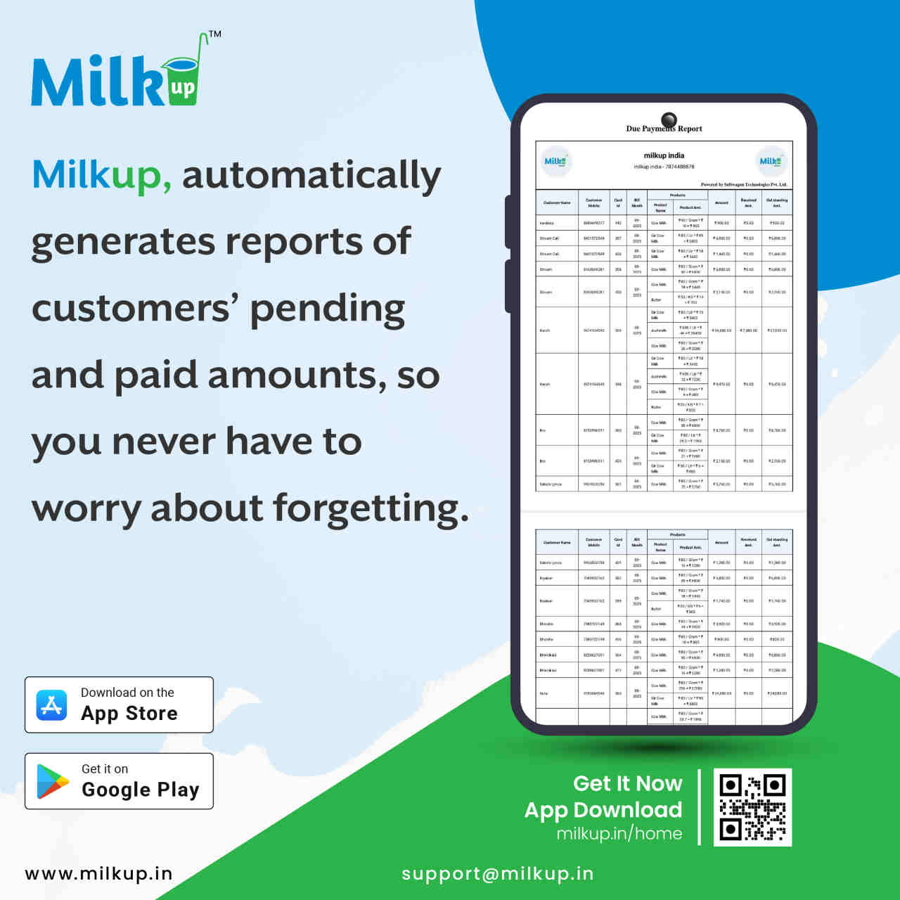 No more worries about forgetting customer dues!