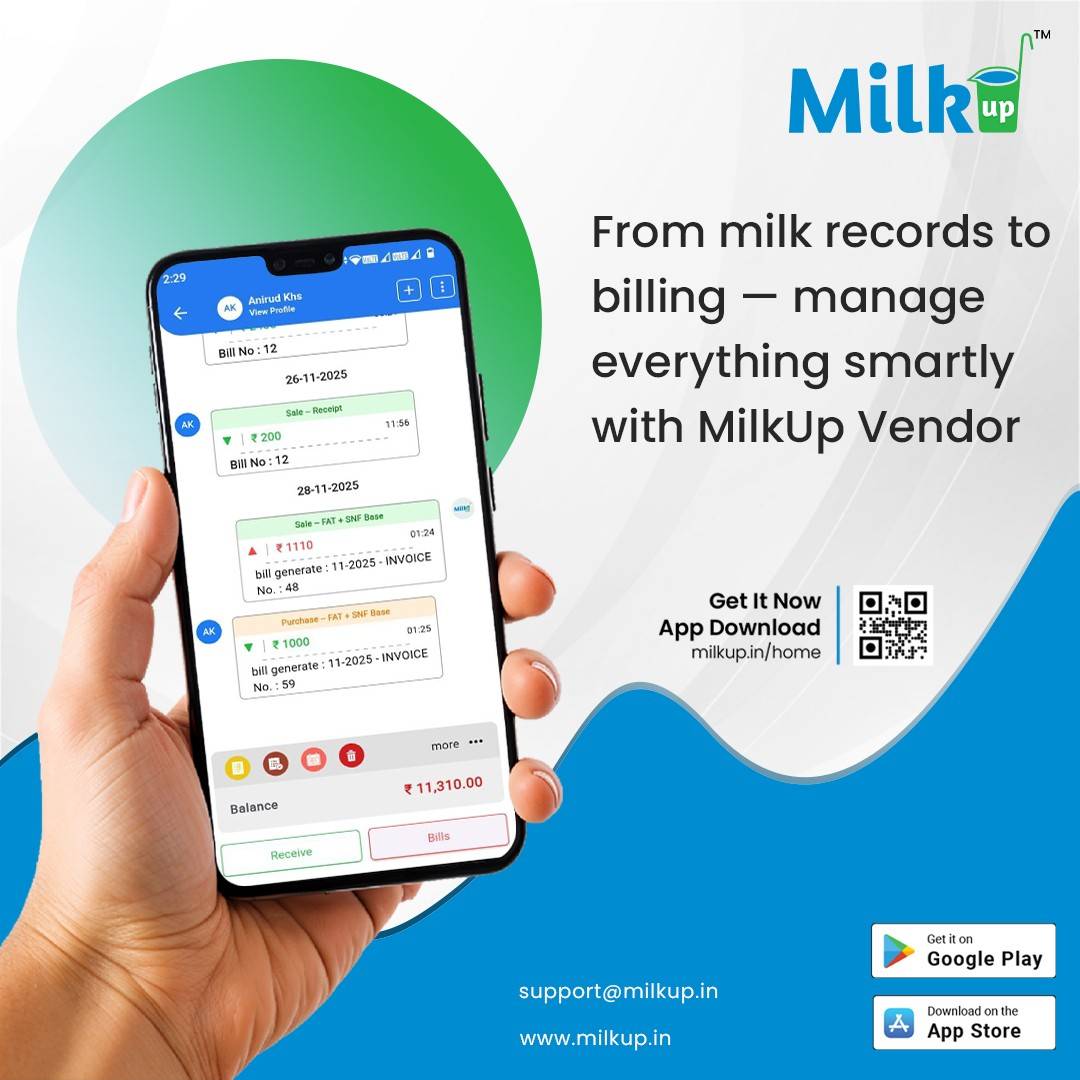  From milk records to billing — manage everything smartly with MilkUp Vendor