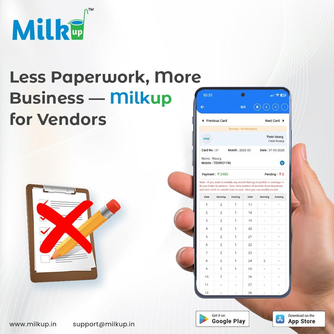 Less Paperwork, More Business MilkUp for Vendors