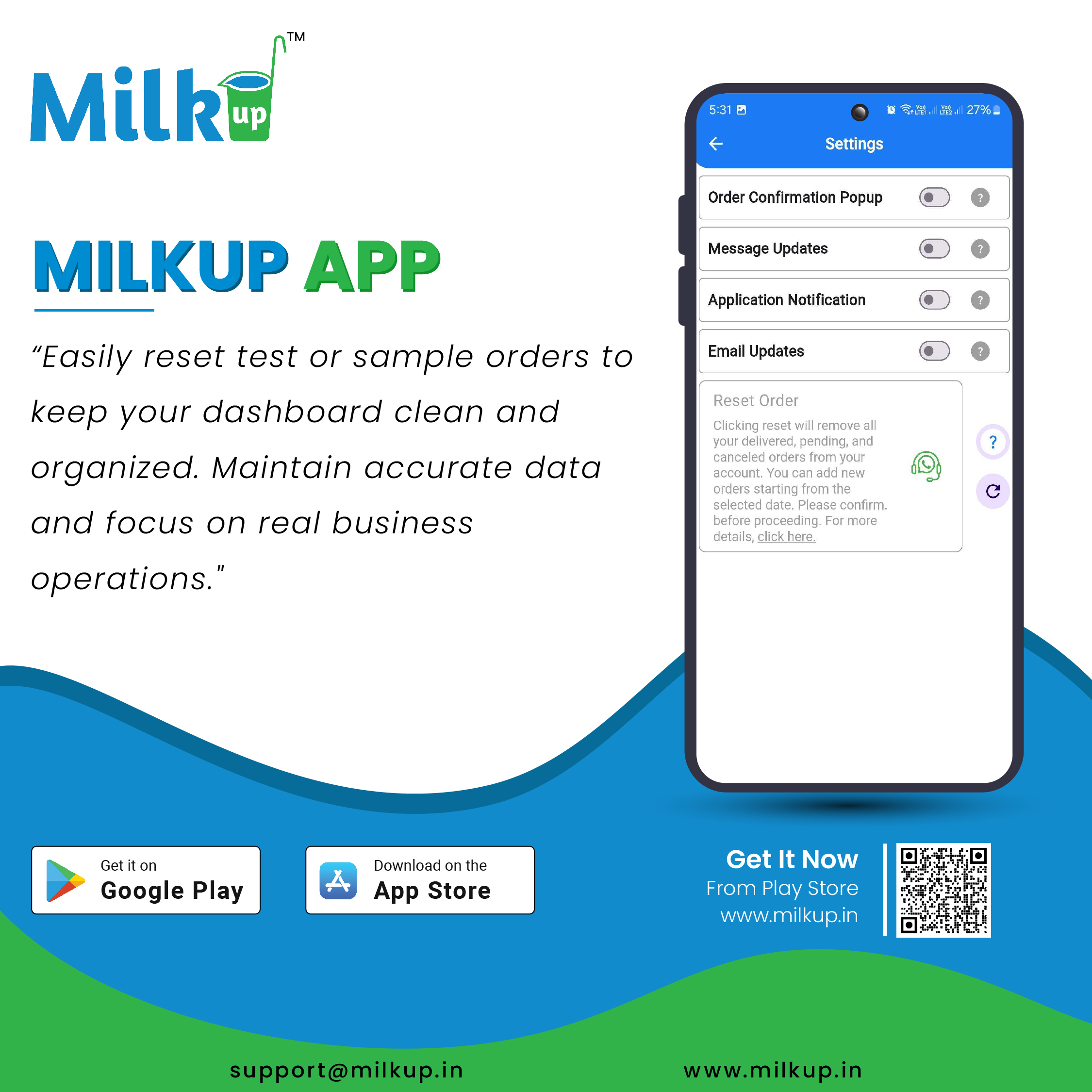 Process For Resetting Sample/Dummy Orders In Milkup Vendor Application