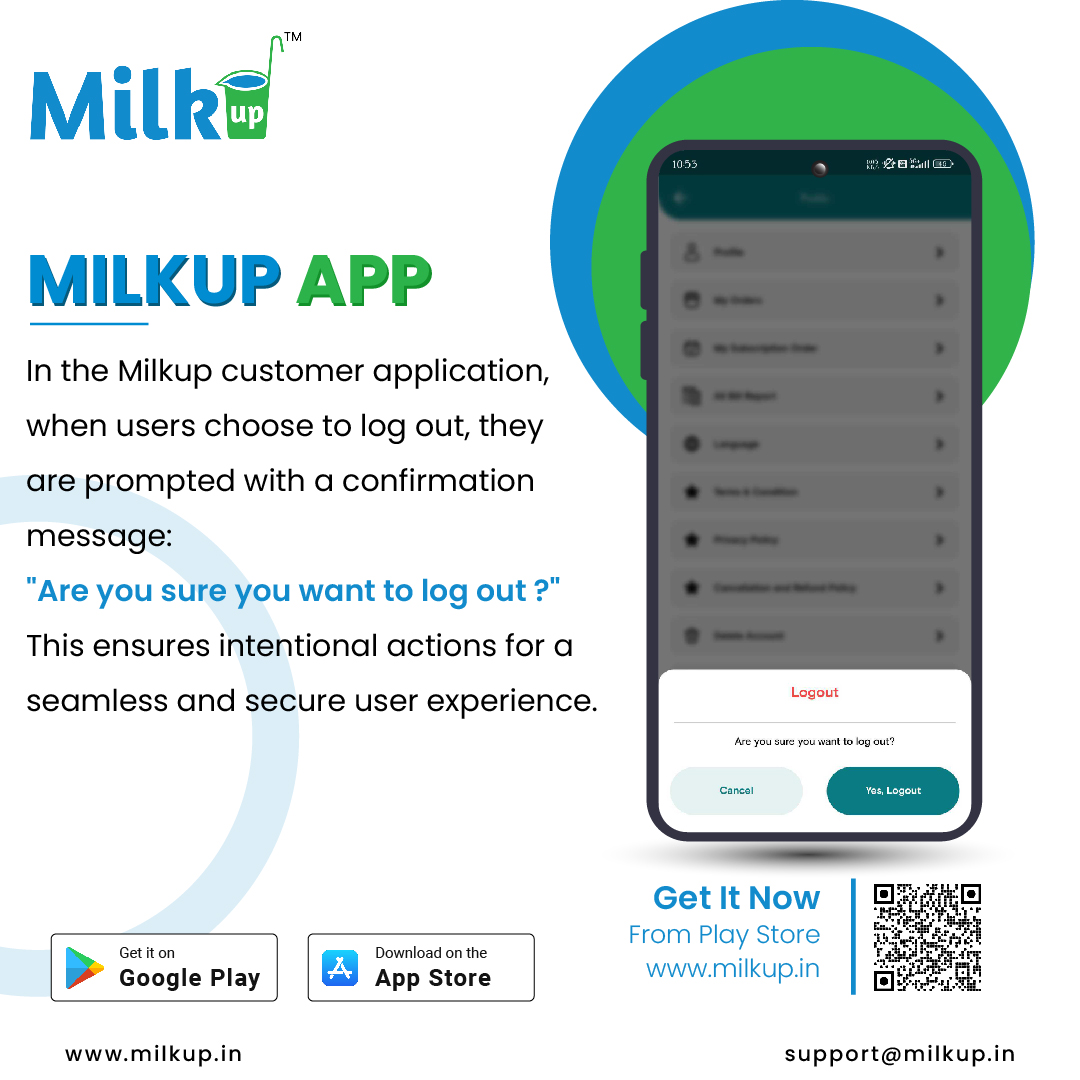 Milkup Customer Application - Logout Feature