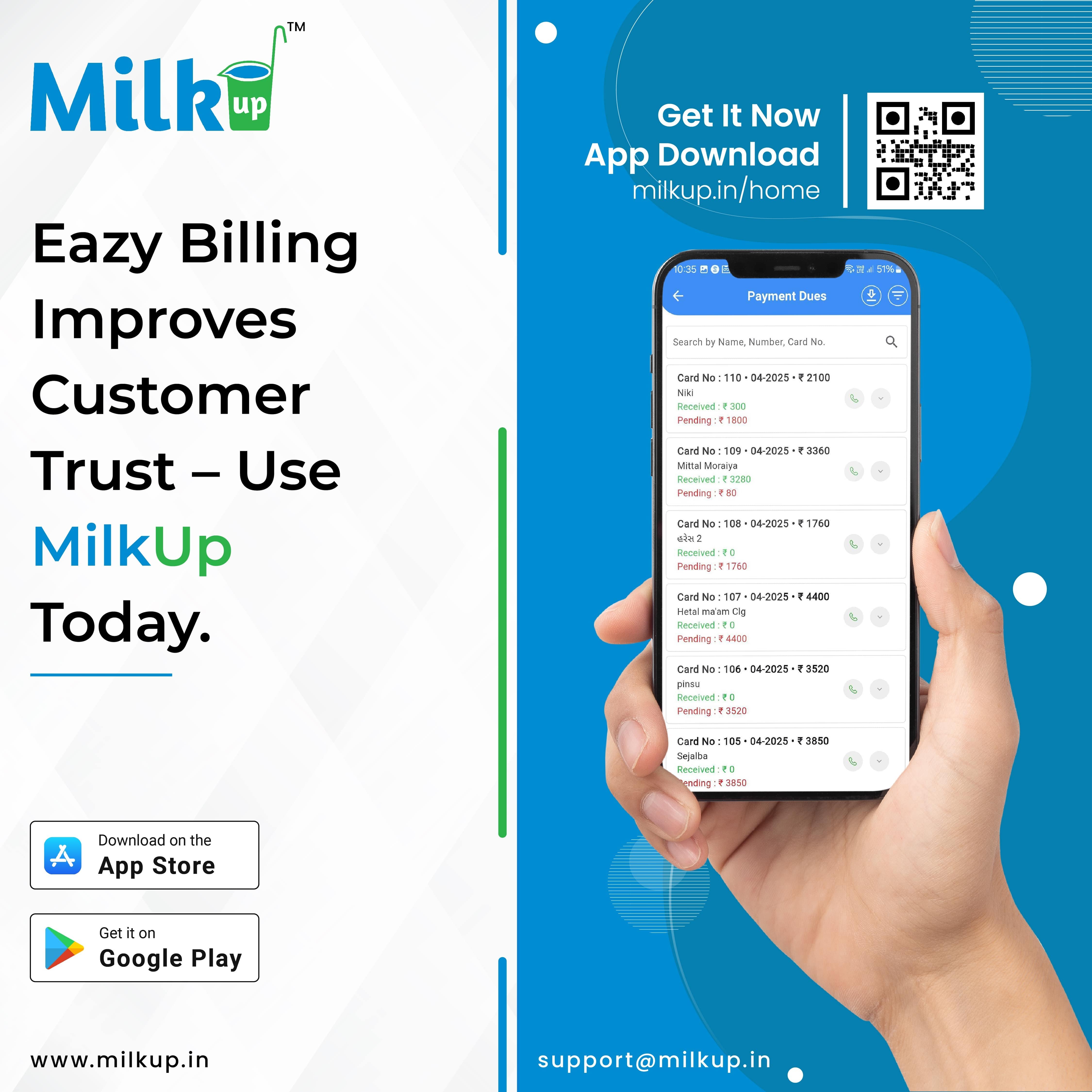 Professional Billing Improves Customer Trust – Use MilkUp Today.