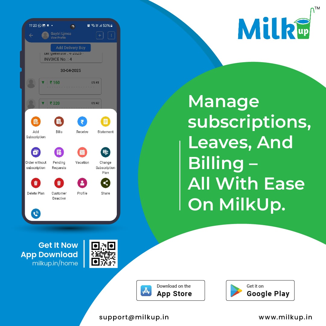 Manage subscriptions, leaves, and billing – all with ease on MilkUp.