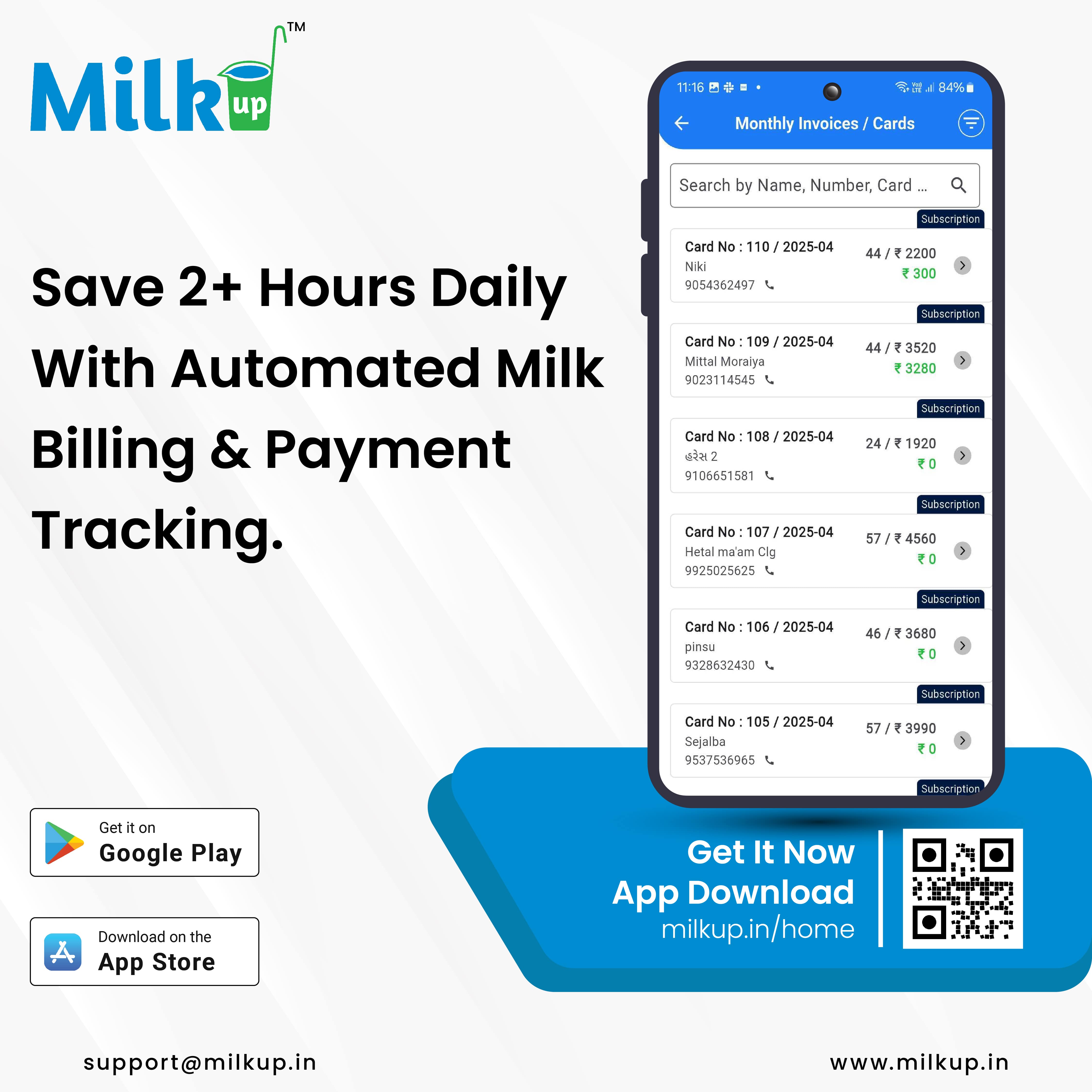 Stop wasting hours managing daily milk records Now there's MilkUp!
