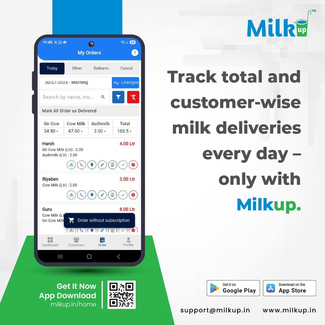 Track your daily milk deliveries accurately and effortlessly!